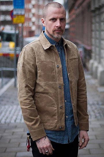 Men's Khaki Button Down Casual Jacket